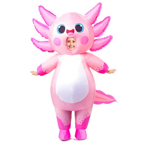 Spooktacular Creations Kids Inflatable Costume, Full Body Pink Axolotl Air Blow Up Halloween Costumes