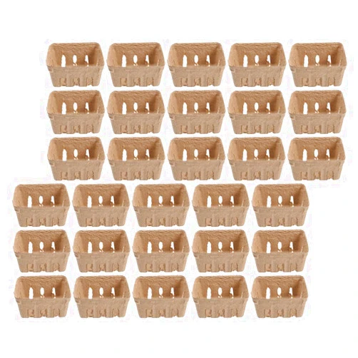 Milisten 30pcs Pulp Fiber Berry Basket Small Vented Produce Basket Blueberry Tray Fruit Packaging Box Fruit Tray for Farmer Market Grocery Store and Backyard Party