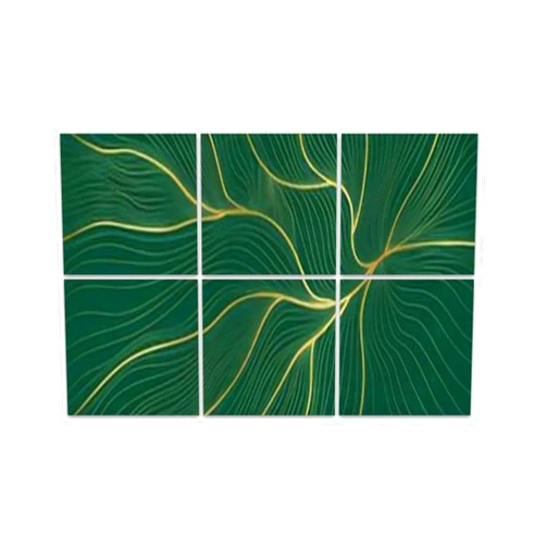 XZBLCMWYBYYYQ 6 Pack Art Acoustic Panels Luxury Golden Emerald Abstract Line Texture Green Emerald Design For Soundproof Wall Panels Padding Decorative Sound Absorbing Panels 72