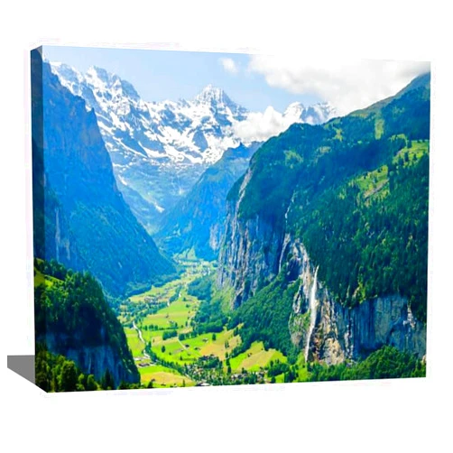ZEBTBLA DIY Digital Oil Painting Set Breathtaking View of Lauterbrunnen Valley Switzerland Paint by Numbers Kits for Adult Beginner Children Wooden Frame Art Craft for Home Wall Decor-16x20