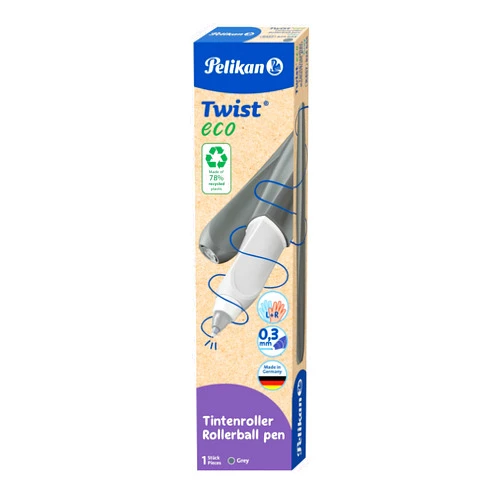 Pelikan Twist® eco Rollerball Pen for Right and Left-Handed Users, Grey, Folding Box