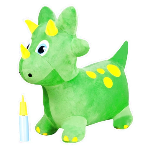 INPANY Kids Bouncy Dinosaur Hopping Toys for 2 Year Old Boy Gifts, Toddler Plush Triceratops, Inflatable Animal Hopper Horse, Ride on Rubber Bouncer, Indoor Outdoor Toy for 3 4 Yr Girl Birthday Gifts