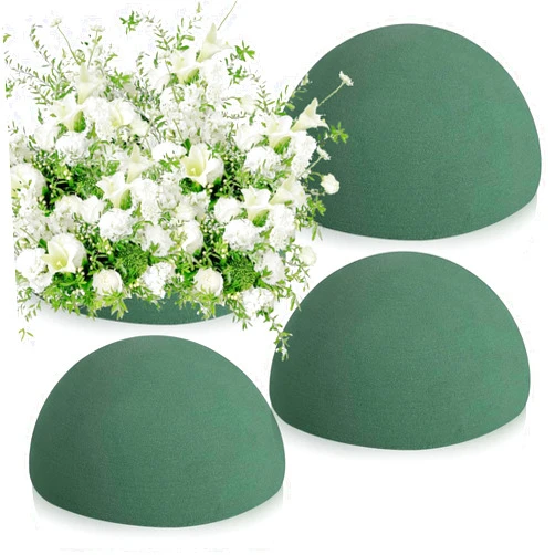 STEFORD 4 PCS Round Floral Foam Blocks Half Balls, Wet & Dry Green Flower Foam for Fresh and Artificial Flower Arrangements (7.5 x 3.7 Inches)