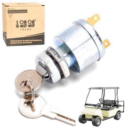 10L0L Golf Cart Starter Ignition Key Switch for EZGO Electric Golf Cart 17421G1, 2 Terminal Prongs