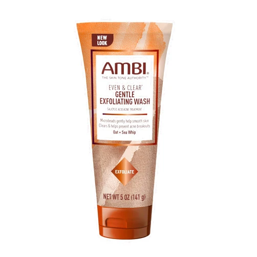 Ambi Even & Clear Gentle Exfoliating Wash with Oat and Sea Whip, Salicylic Acid Acne Treatment, Helps Clear & Prevent Breakouts, Exfoliates to Help Smooth Skin Tone & Texture, 5 Ounce