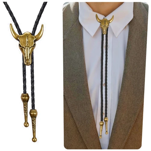 XZQTIVE Western Bolo Tie For Men Women Vintage Cowboy Leather Necktie For Costume Country Themed Wedding Party