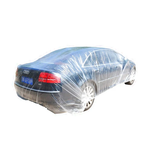 TopSoon Clear Plastic Car Cover with Elastic Band Disposable Car Cover Plastic Auto Cover Waterproof Universal Fit 22-Feet by 12-Feet