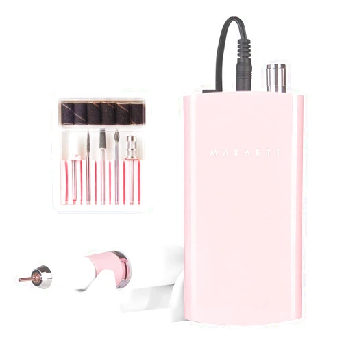 Makartt Nail Drill Professional, Rechargeable Nail E File 30000RPM Electric Nail Drill, Malory Pink Portable Gel Nail Remover Machine with Nail Drill Bits & Sanding Bands for Manicure Salon Home Use