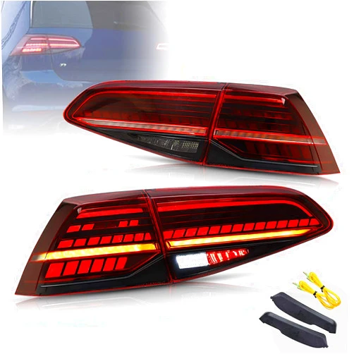 Yachant Full LED Smoked Tail Lights Assembly Compatible for VW Volkswagen Golf MK7 Golf7.5 TDI & TSI 2013-2019 with Sequential Turn Sinal, Plug & Play ( Not for GTI & GOLF R & Factorcy Halogen version)