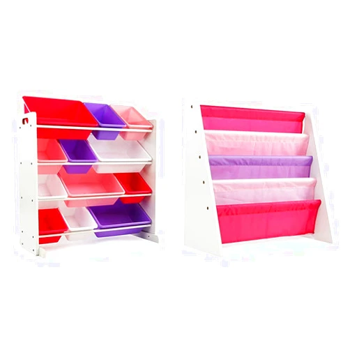 Humble Crew Kids' Toy and Book Storage Bundle (Pink, Purple and White)