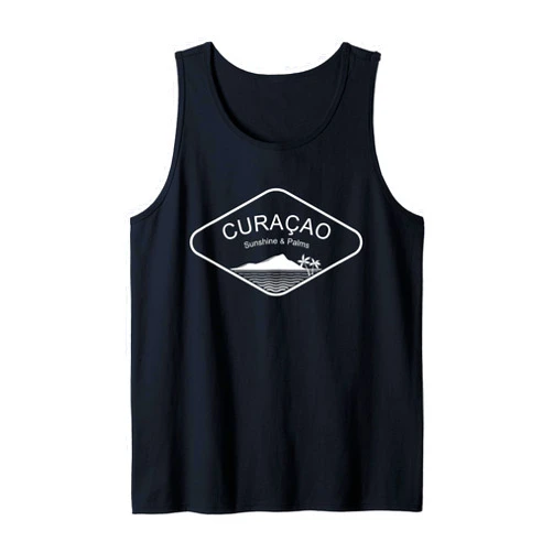 Caribbean Vacation Souvenir Gift by Irie Shirts Curacao Sun Palms Beach Caribbean Reef Island Gift Souvenir Tank Top