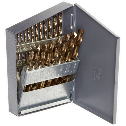 Chicago-Latrobe Chicago Latrobe - 69887 1V713 550 Series Cobalt Steel Jobber Length Drill Bit Set With Metal Case, Gold Oxide Finish, 135 Degree Split Point, Inch, 21-piece, 1/16