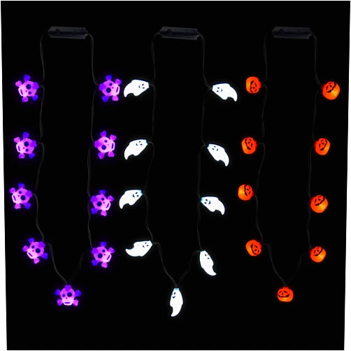 COVFEVER Halloween Eve Costume Party Accessories, 3Pcs Halloween Lighted up Necklace, Halloween Light 3D Necklace for Trick or Treat Door to Door Parade Procession