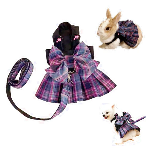 Kcjuoam Dog Dress,Dog Harness and Leash Set,Puppy Cat Bunny Rabbit Clothes for Small Large Dogs Dresses