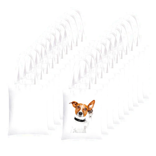 WHEATHUSK 20 Pieces Sublimation Canvas Tote Bags Blank Tote Bags Screen Printing Reusable Washable Polyester Grocery Bags for Heat Transfer Vinyl DIY Crafting White, 14x16 Inch