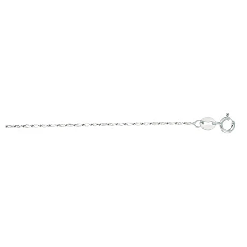 J B Family Jewelers 14 Karat Gold Diamond Cut Lumina Pendant Ladies Chain Collection with Spring Ring Clasp, 16 inch & 0.8 mm, White
