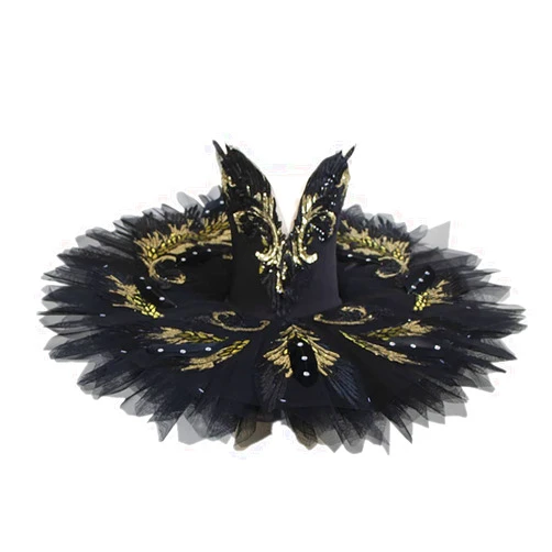 MTPLOP Swan Lake Performance Costume Tutu Dress White Sarong Competition Clothes Kids Adult Ballet Puffy Skirt (Black, Small)