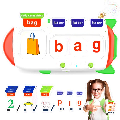 Nawchedo Spelling & Talking Flash Cards for Toddlers, Alphabet Learning Toys, Speech Therapy Toys CVC Words Spell Games ABC Flash Cards with 107 Sight Words Toddler Toy Gifts for Kids