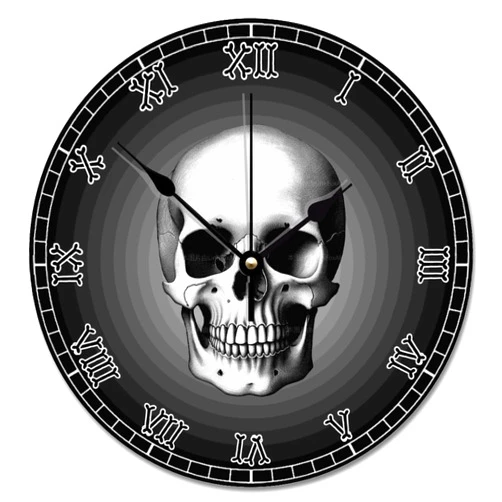 ArogGeld Skull Bones Skeleton Wall Clock 10 Inch Gothic Modern Battery Operated Non-Ticking Vintage Farmhouse Wood Large for Living Room Kitchen Bedroom Decor, Multicolor, (qx554g2fmxfk)