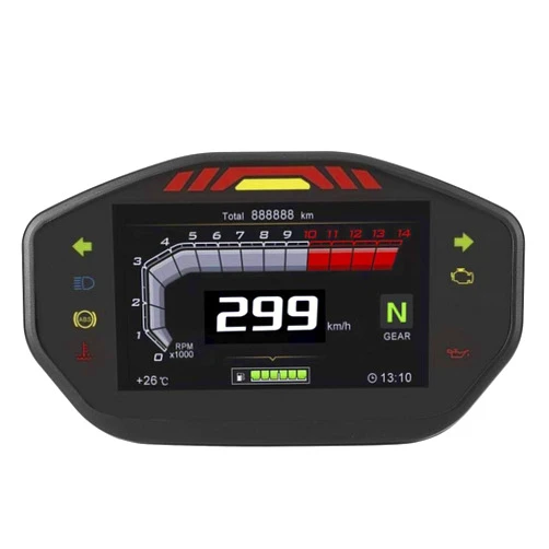 Aramox Motorcycle Dashboard, Universal TFT LCD Display Instrument Speedometer Odometer Tachometer Fit for 2/4 Cylinder Motor, Black