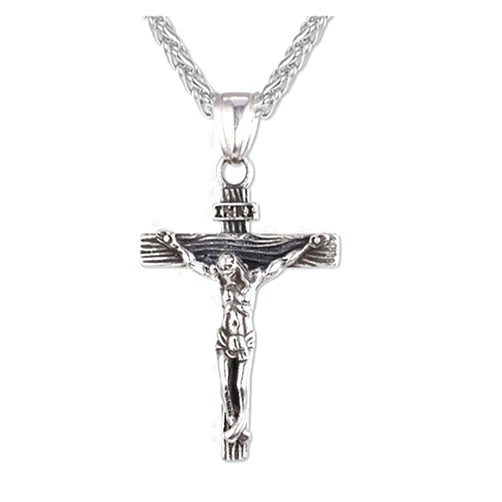 WEISUO Cross Necklace for Men, Stainless Steel Cross Pendant Necklaces for Men Pendant Chain Cross Necklace