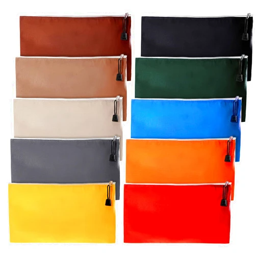 Frienda 10 Pieces Canvas Tool Pouch Metal Zipper Utility Tool Bags 10 Colors Multi-purpose Storage Bag Canvas Tote Pouch Organizer for Storage Items Portable Supplies, 12.5 x 7 Inch
