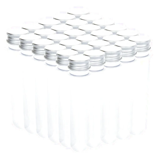 CertBuy 60 Pack 45 ml Plastic Test Tubes with Caps, Candy Tube Containers 140x25mm, Clear Test Tubes for Candy, Plastic Test Tube Container for Scientific Experiments, Party Favors, Bath Salts, Storage Tube
