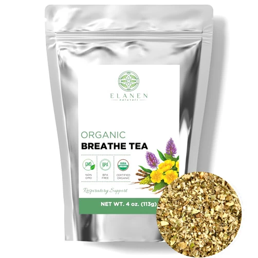 ELANEN naturals Organic Breathe Tea 4 oz. (113g), USDA Certified Organic Lung Tea, Bronchial Wellness Tea, Smokers Tea, Respiratory Tea, Gordo Lobo Herbs Tea, Mullein Detox Lungs Tea Organic