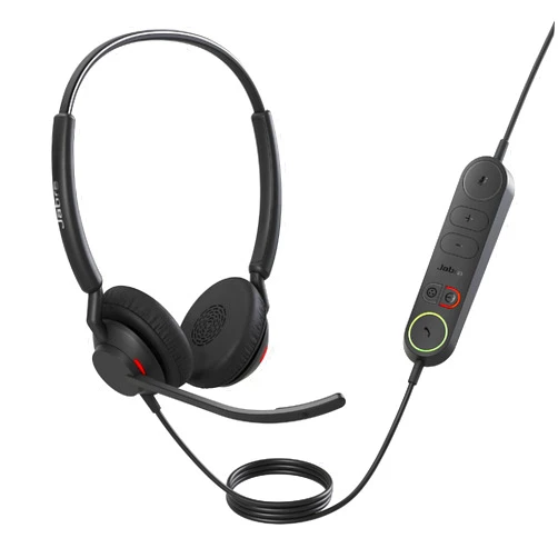 Jabra Engage 40 Wired Stereo Headset with Inline Call Control - Noise-Cancelling 2-Mic Technology, and USB-A Cable - Works With All Leading Unified Communications Platforms Such As Zoom, Unify - Black