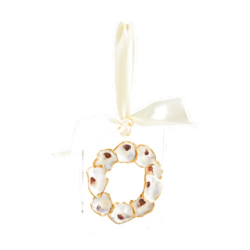 Mud Pie Acrylic Oyster Ornament, Wreath, 4