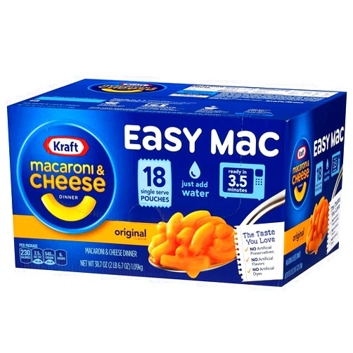 Kraft Store Kraft Easy Mac Original Flavor Single Serve Pouches, 18 ct - 38.7 oz Box Pack of 4