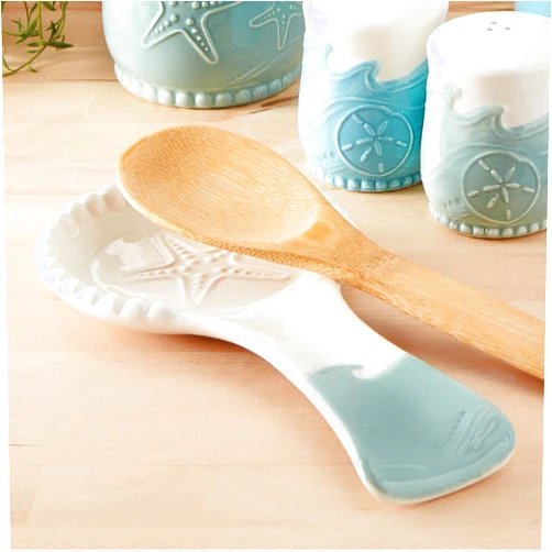 BLACK FOREST DECOR Coastal Waves Spoon Rest with Spoon