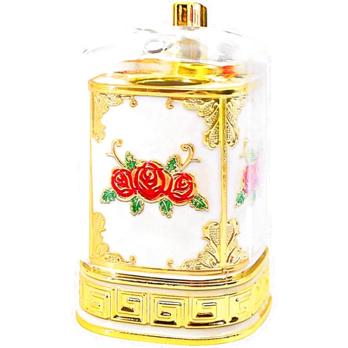 JXMC Vintage Automatic Toothpick Holder Box,Press Type Toothpick Dispenser Toothpicks Box with Clear Cover for Kitchen Home Restaurant,Art Decor (Red Flower)