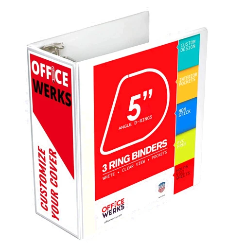 Ring Binder Depot 3 Ring Binder, Professional D Ring Binder 5 Inch, Presentation Folder for Pages 8.5 x 11 With Pockets, Clear View White Binder