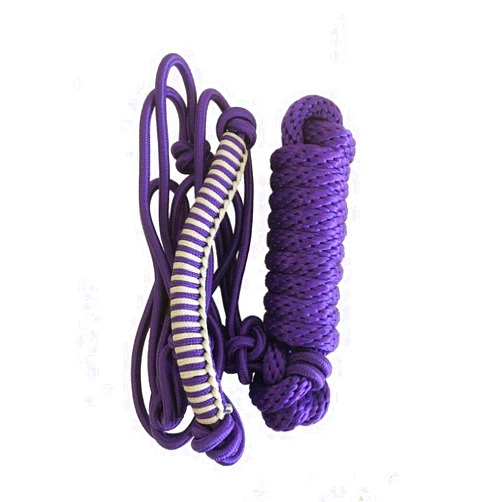 Formay Braided Noseband Rope Halter with 8 Foot Lead Purple