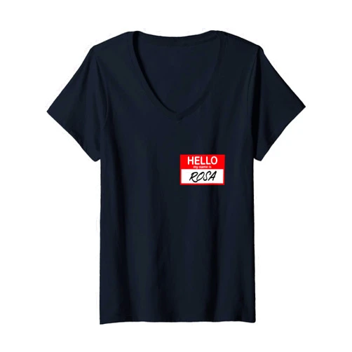 Hello My Name Rosa Name Tag Womens Rosa Name Tag Hello My Name Label Sticker V-Neck T-Shirt
