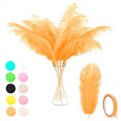 VONMXVTE 24pcs Natural Ostrich Feathers 10-12inch (25-30cm) for Wedding Flower Arrangement and Home Decoration，Party Centerpieces. (Champagne)