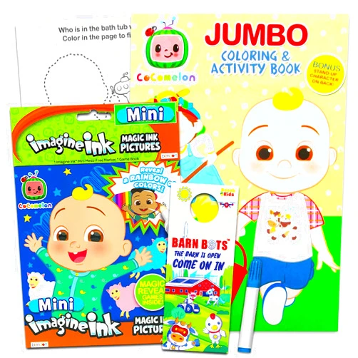 Cocomelon Mess Free Coloring Book Set - No Mess Coloring Bundle Includes 2 Activity Books with Mess Free Markers Plus Door Hanger | Coloring Pages