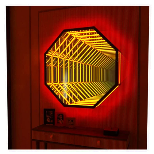 NAPQUINA Infinity Mirror Tunnel Lamp, 3D Octagon Infinity Mirror Light with 358 Color Changes, for Christmas Birthday Parties Kids' Room Living Room,50cm/20inch