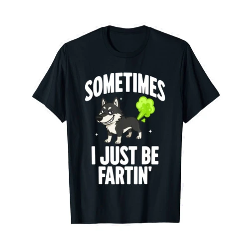 MNBobs Funny Animal Graphic Novelty Tees Funny Alph Wolf Sometimes I Just Be Farting T-Shirt