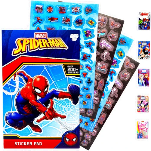 Disney Marvel Spiderman Sticker Book Over 200+ - Perfect for Gifts, Party Favor, Goodies, Reward, Scrapbooking, Stocking Stuffer, Children Craft, Classroom, School for Kids Girls, Boys, Toddlers