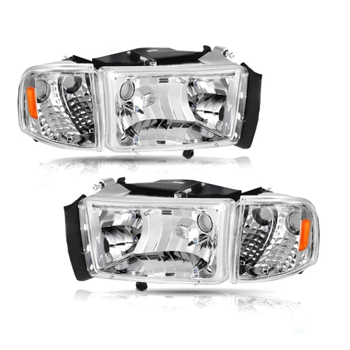 Bingbingmotor BRYGHT Headlight Assembly Fit for 94-01 Dodge Ram 1500 Pickup and 94-02 Dodge Ram 2500/3500 Pickup Passenger and Driver Side Halogen Replacement