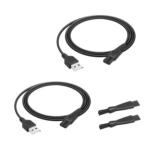 Arkare USB Cable Charger Cord for Skull Shaver Pitbull Silver PRO 5V Charger Cord Replacement for Skull Shaver Pitbull Gold PRO,Skull Shaver Palm,Skull Shaver Pitbull Platinum PRO 2 Pack Cable/Brush