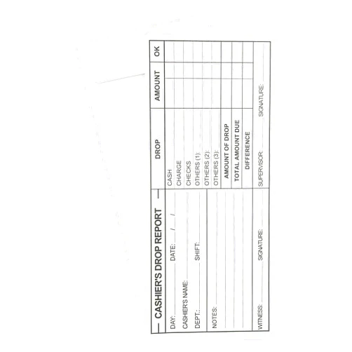 CASHIER DEPOT YOUR ONE STOP SHOP FOR ALL CASHIER'S NEEDS 100 Cashier Depot EZ465 Cashier's Drop Report Envelope, 4 1/8