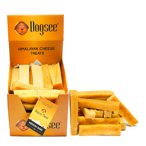 Dogsee Himalayan Dog Chews Medium 25 Count | 100% Natural Yak Chews | Smoke Dried | Long Lasting Healthy Treats for Aggressive Chewers | Helps Fight Plaque & Tartar | SRP Box