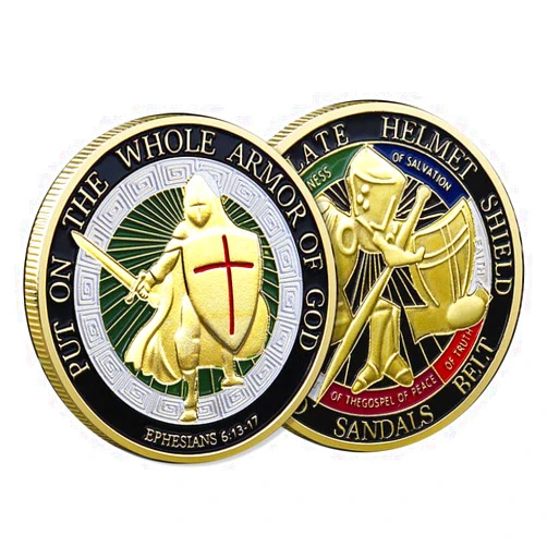 BirchRiver Put On The Whole Armor of God Crest Ephesians 6:13-17 Religious Challenge Collector Metal (1 Pcs)