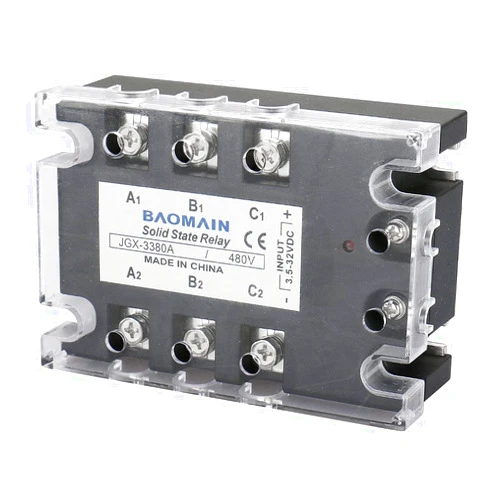Baomain 3 Phase Solid State Relay JGX-3380A 4-32 VDC Input 480VAC 80 Amp Output DC/AC