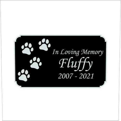 NEW WORLD ACCENTS Pet Memorial Plaque, Personalized paw plates for Cats and Dogs (Black/Silver)