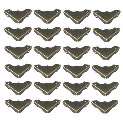 Antrader 24-Pack Box Corner Guards Metal Cabinet Corner Protector Gift Box Decorative Edge Covers with Screws, Bronze Tone, 1.5