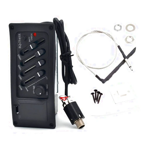Jiayouy Guitar Pickup 4 Band EQ-7545R Preamp Amplifier Equalizer Tuner Piezo Pickup for Acoustic Guitars